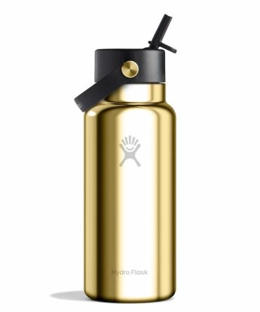 32 oz Wide Mouth with Flex Straw Cap - Gold