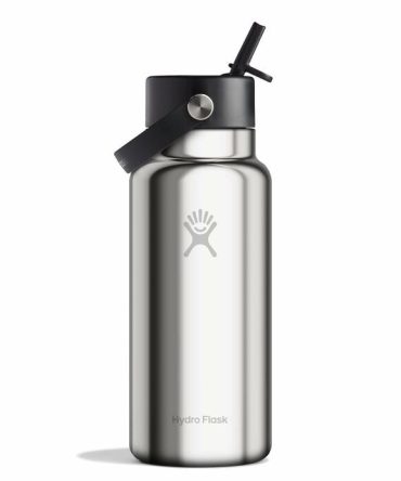 32 oz Wide Mouth with Flex Straw Cap - Silver