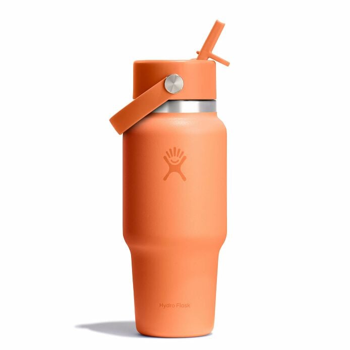 24 oz Wide Mouth Travel Bottle with Flex Straw Cap - Nectar Orange